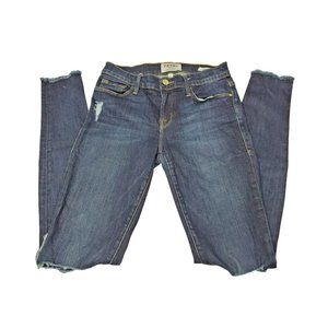 Frame Womens 26 Blue Dark Wash Ripped Distressed Le Skinny De Jeanne Jeans